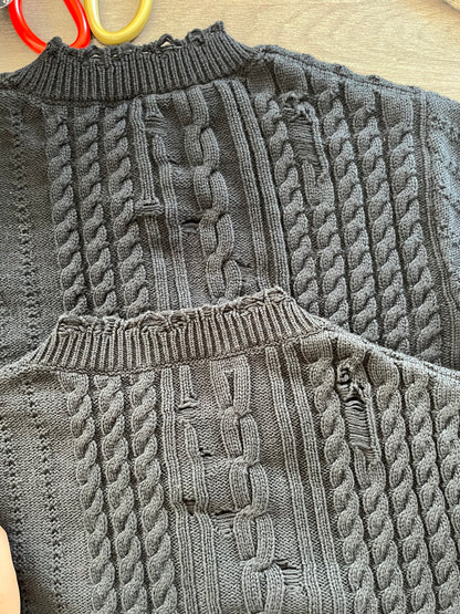 ERD ’Depressed Heir’ Cardigan - Cashmere-Cotton Blend Cropped Knit Silver Buttons