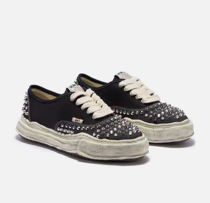 Mihara MMY A13FW736 Studded Distressed Sneakers Melting Canvas Shoes
