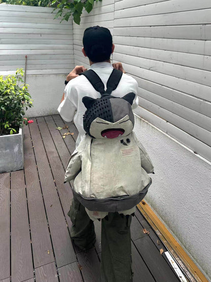 Snorlax Graphic Canvas Tote Bag - Anime Streetwear - SNORLAX