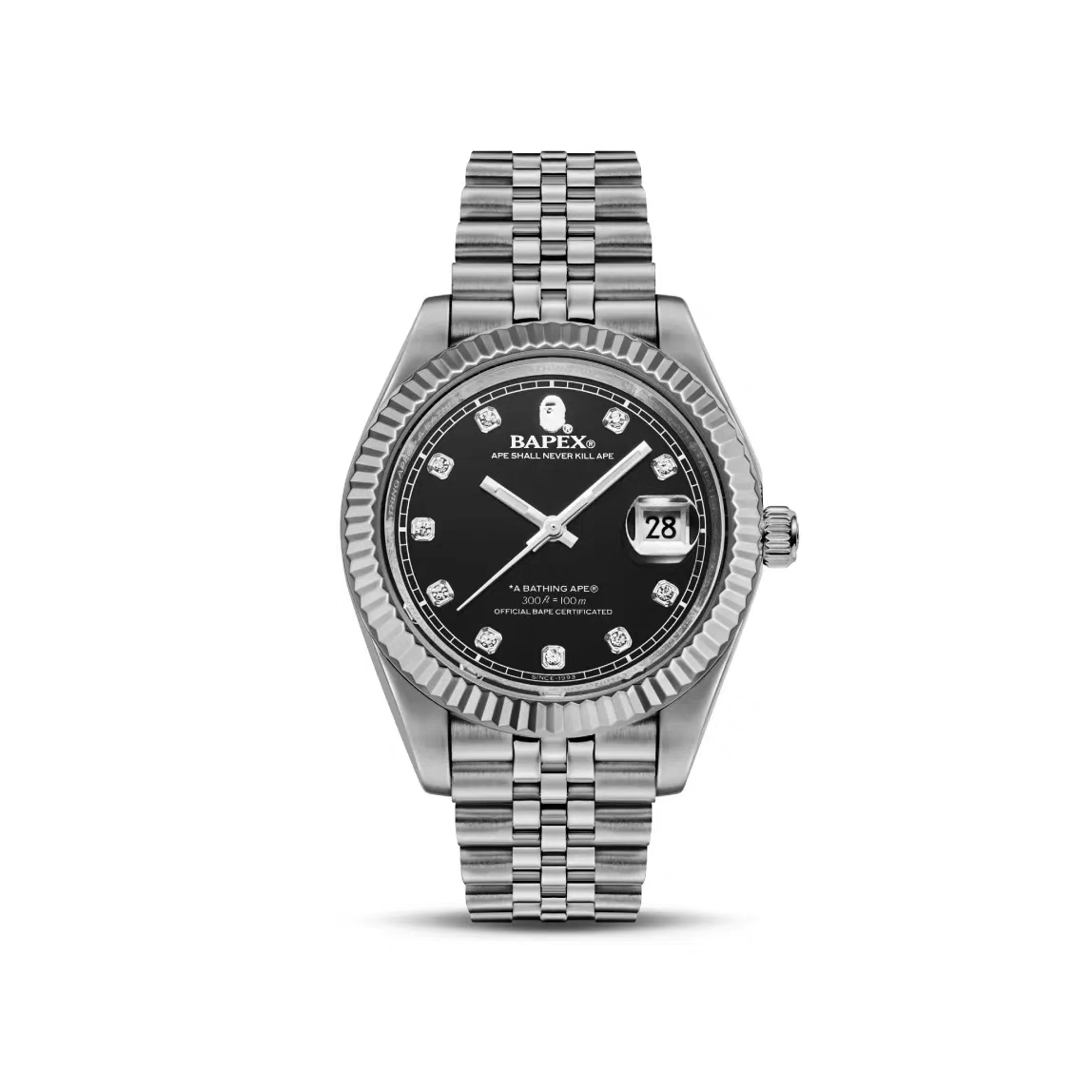 TYPE 6 BAPEX Gold-Green Ape Power Watch - Fluted Bezel Datejust Mechanical Wristwatch