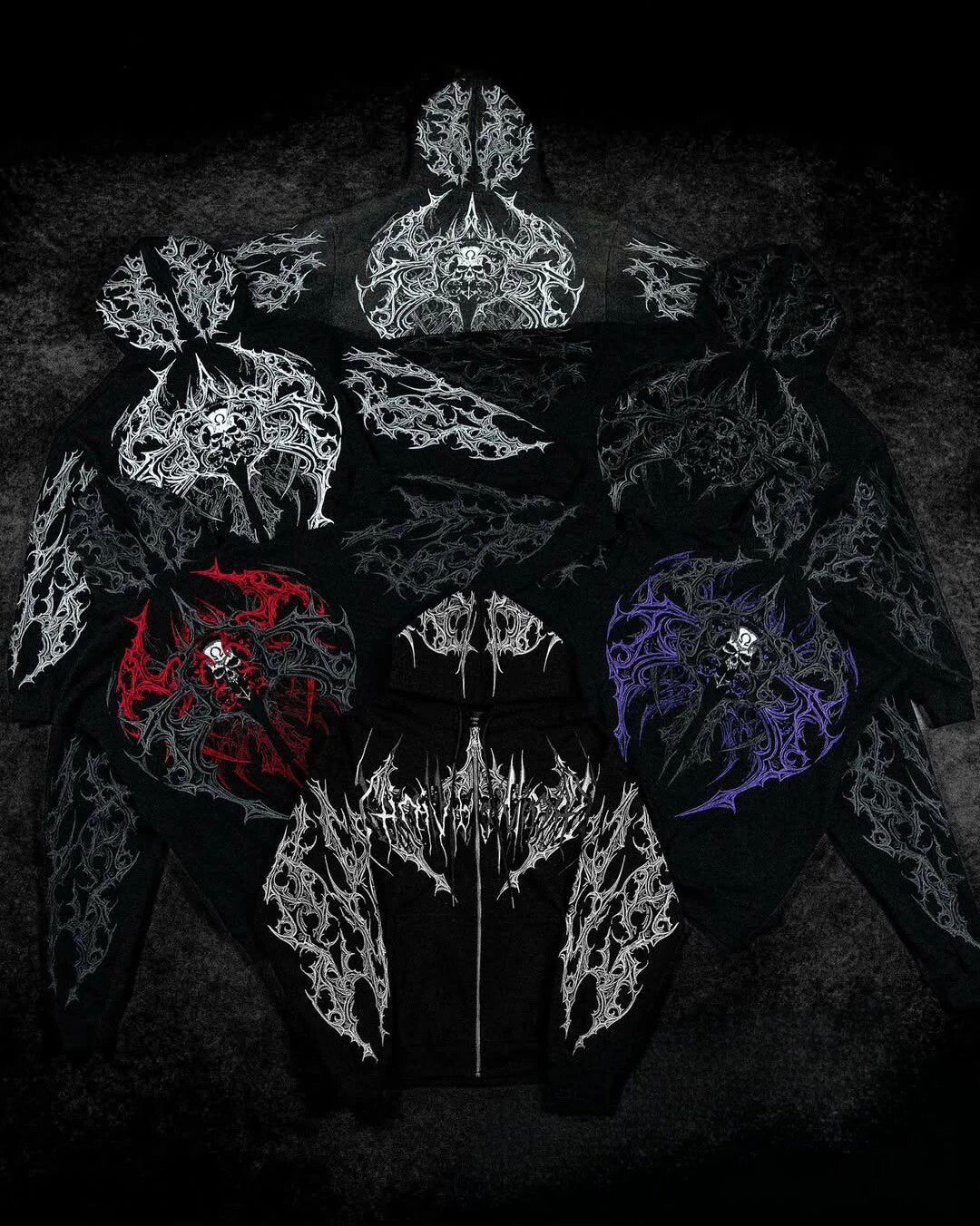 Breathedivinity Dark Gothic Zip-Up Hoodie - 420g French Terry
