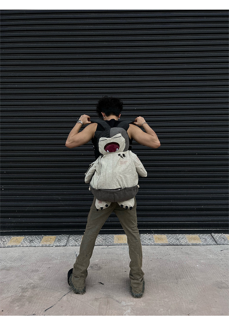 Snorlax Graphic Canvas Tote Bag - Anime Streetwear - SNORLAX