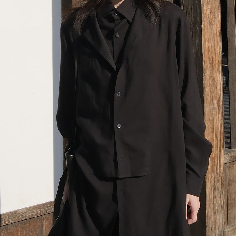 Yohji Darkwear Shirt - Double Placket Court Collar Blouse (Core Collection)