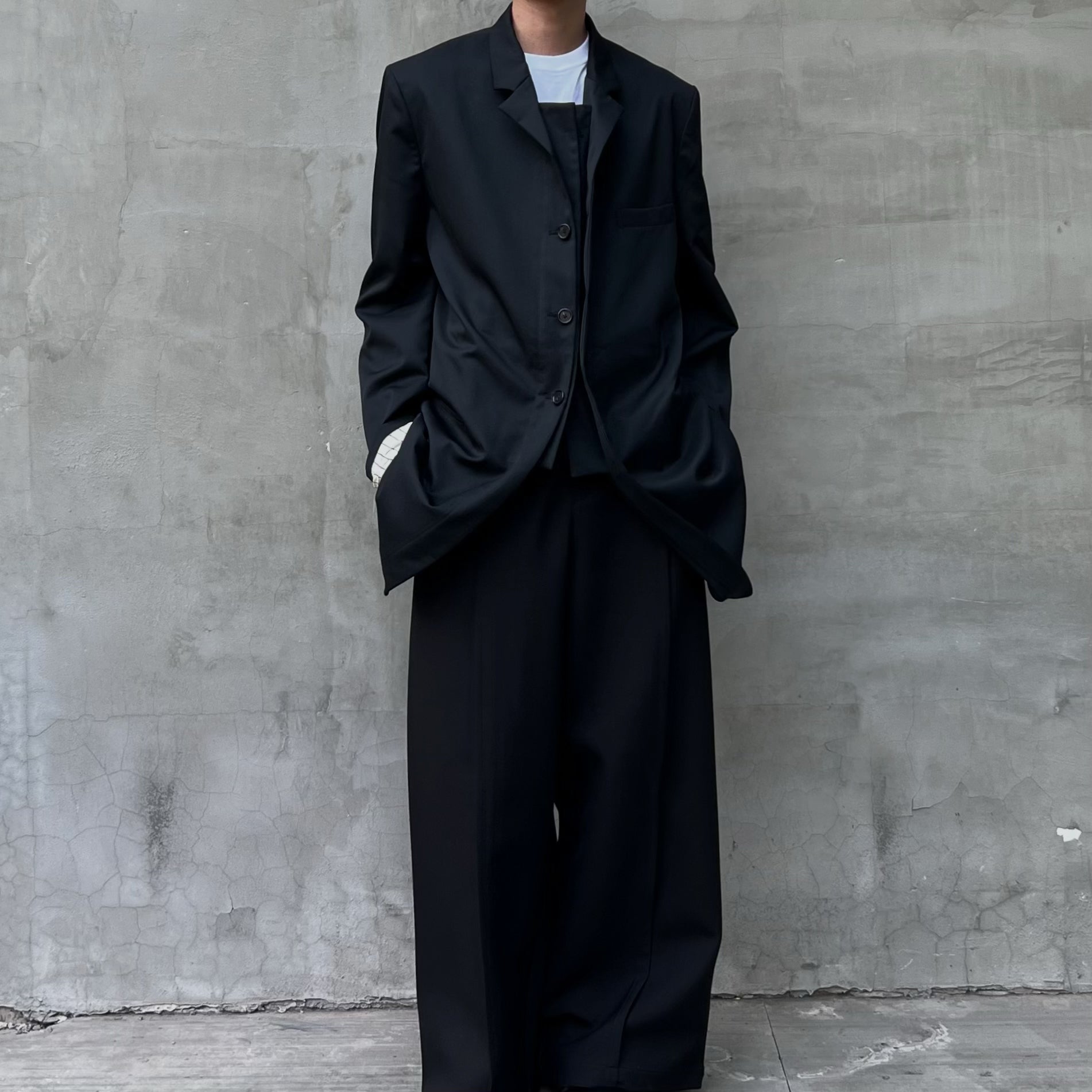 Yohji Rokumeikan Double-Breasted Double-Faced Layered Jacket Blazer