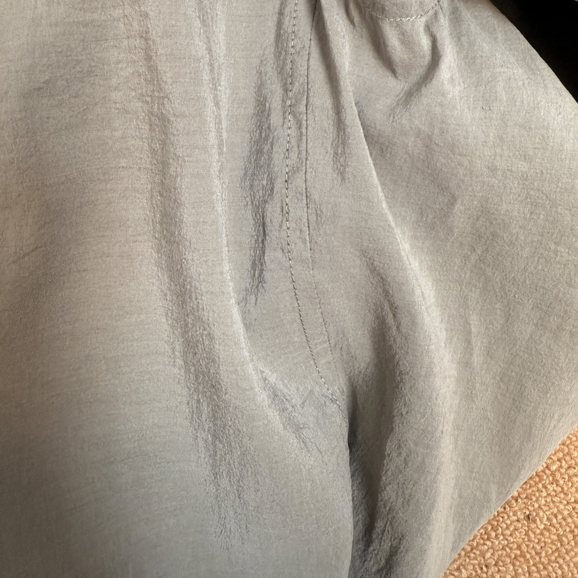 LEMAIRE 25SS New Glossy Dry Silk Shirt – Sage Green Black Edition