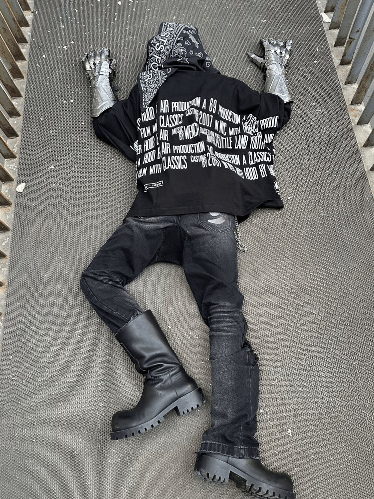 (Archive) Opium YVL x Hood By Air SS17 Cape Sleeve Tee - Oversized Graphic Print Short Sleeve