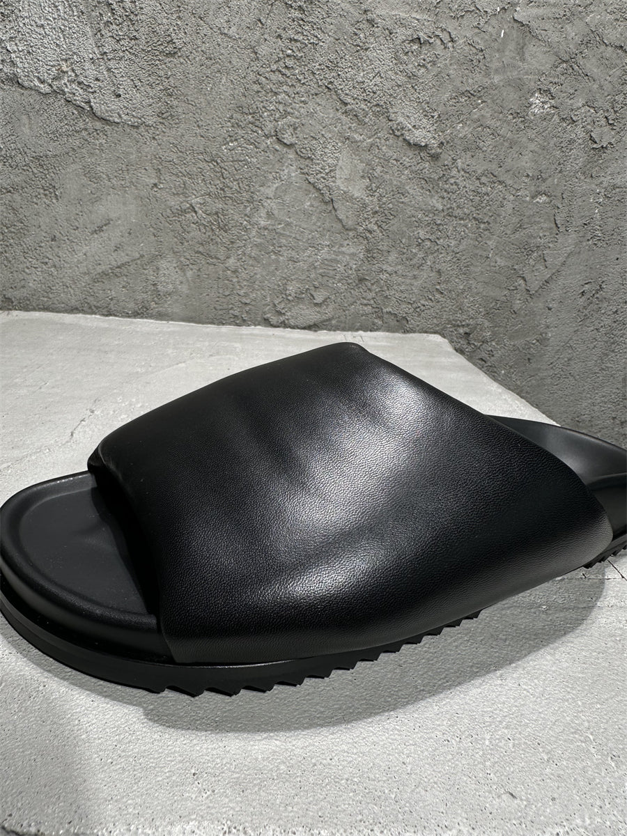 Rick Owens Sheepskin Loafer Slipper Dark Vibe Bread Shoes Flip-Flop