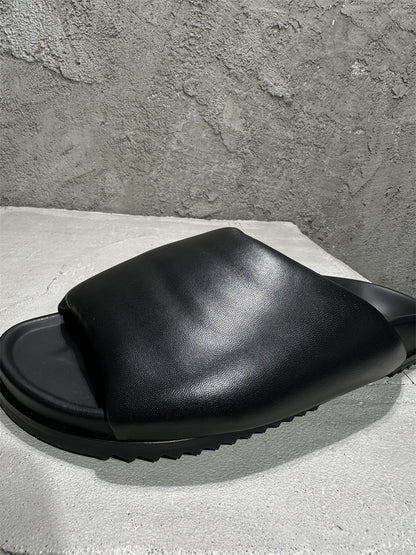 Rick Owens Sheepskin Loafer Slipper Dark Vibe Bread Shoes Flip-Flop