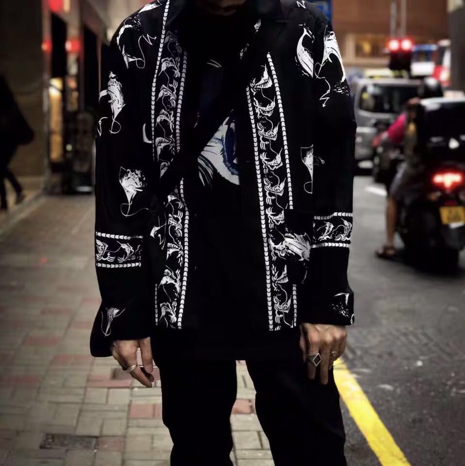 Neighborhood 20SS Hawaiian Swordfish Shirt Long Sleeve Open-Front Loose