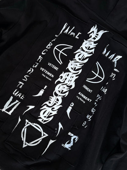 Vetements Oversized Hoodie J’adore Hardcore Patchwork Black Patched Logo