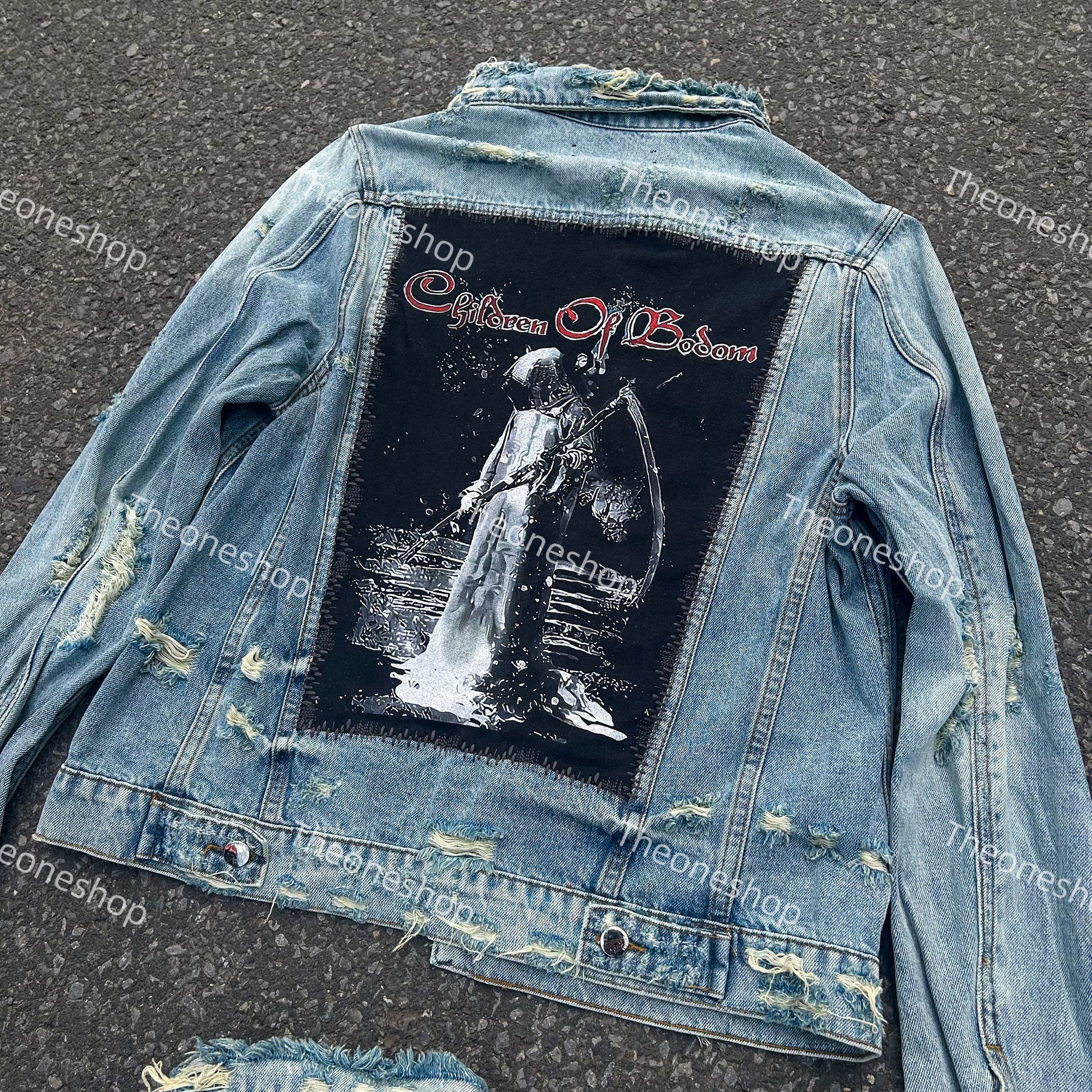 AMIRI 16OG Patchwork Back Kill Denim Jacket Metallica High-Street