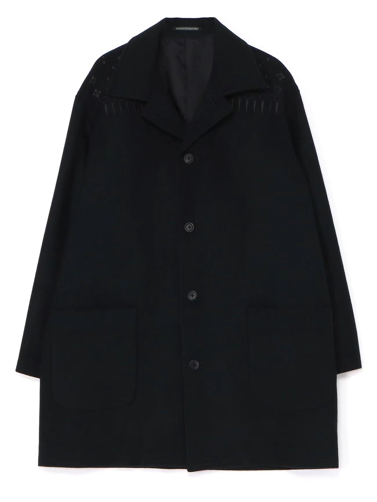 Yohji Yamamoto 23FW Dark Wool Coat – Heavy Embroidery Collection