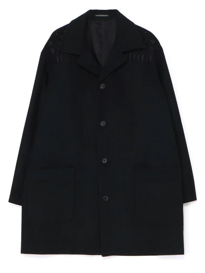Yohji Yamamoto 23FW Dark Wool Coat – Heavy Embroidery Collection