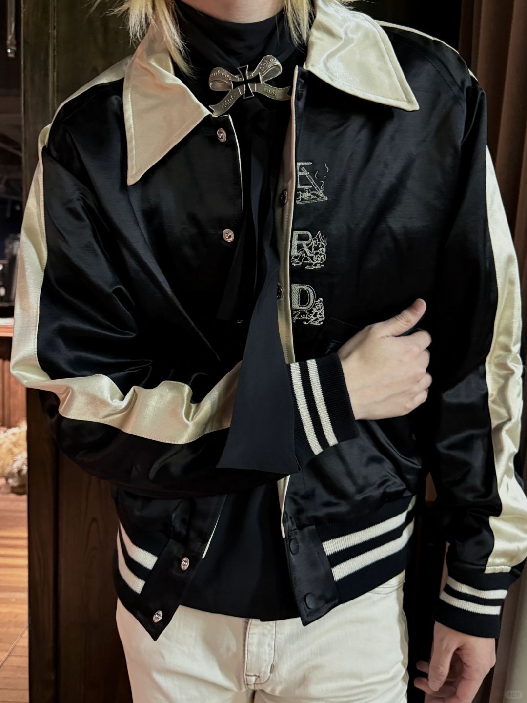ERD AW24 ’Opium Den’ Varsity Jacket - Silk Court Embroidery Baseball Coat