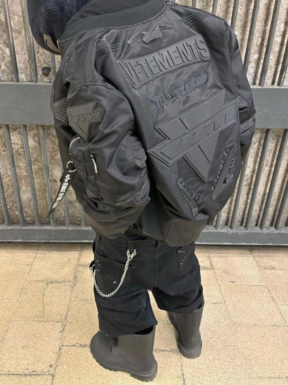 Vetements 23FW Alpha Black Race Car Air Force Jacket Cotton Bomber