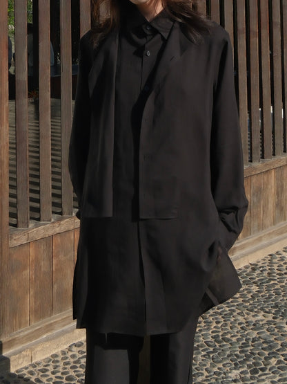 Yohji Darkwear Shirt - Double Placket Court Collar Blouse (Core Collection)