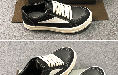 RO 22SS Vintage Leather Low-Top Sneaker Rick Owens - Black/Milk - 
