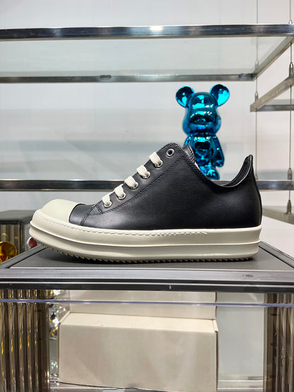Rick Owen Low-Top Leather Platform Sneaker RO Dark Elevated Sole Casual Shoes
