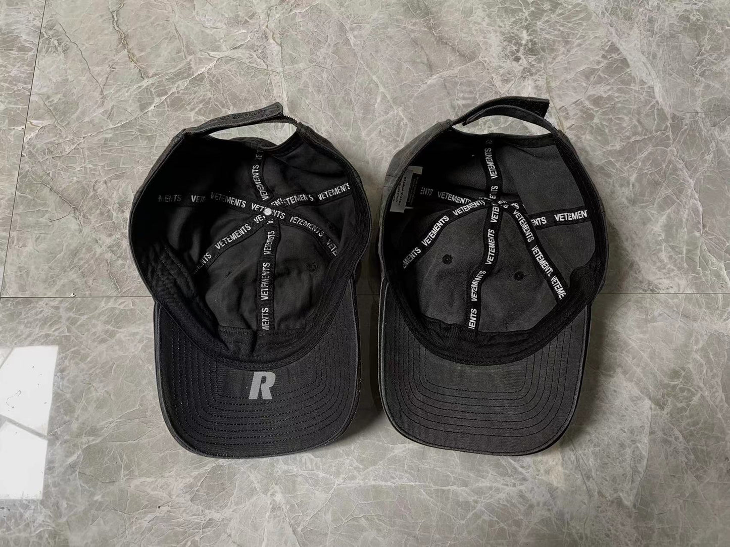 Vetements 22FW Washed Gray Embroidered Baseball Cap ’I Got Lucky’ Long Brim Hat