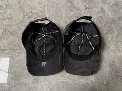 Vetements 22FW Washed Gray Embroidered Baseball Cap ’I Got Lucky’ Long Brim Hat