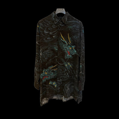 Yohji Yamamoto Ukiyo-e ’Old Dragon’s Fading Dream’ Viscose Long Sleeve Shirt