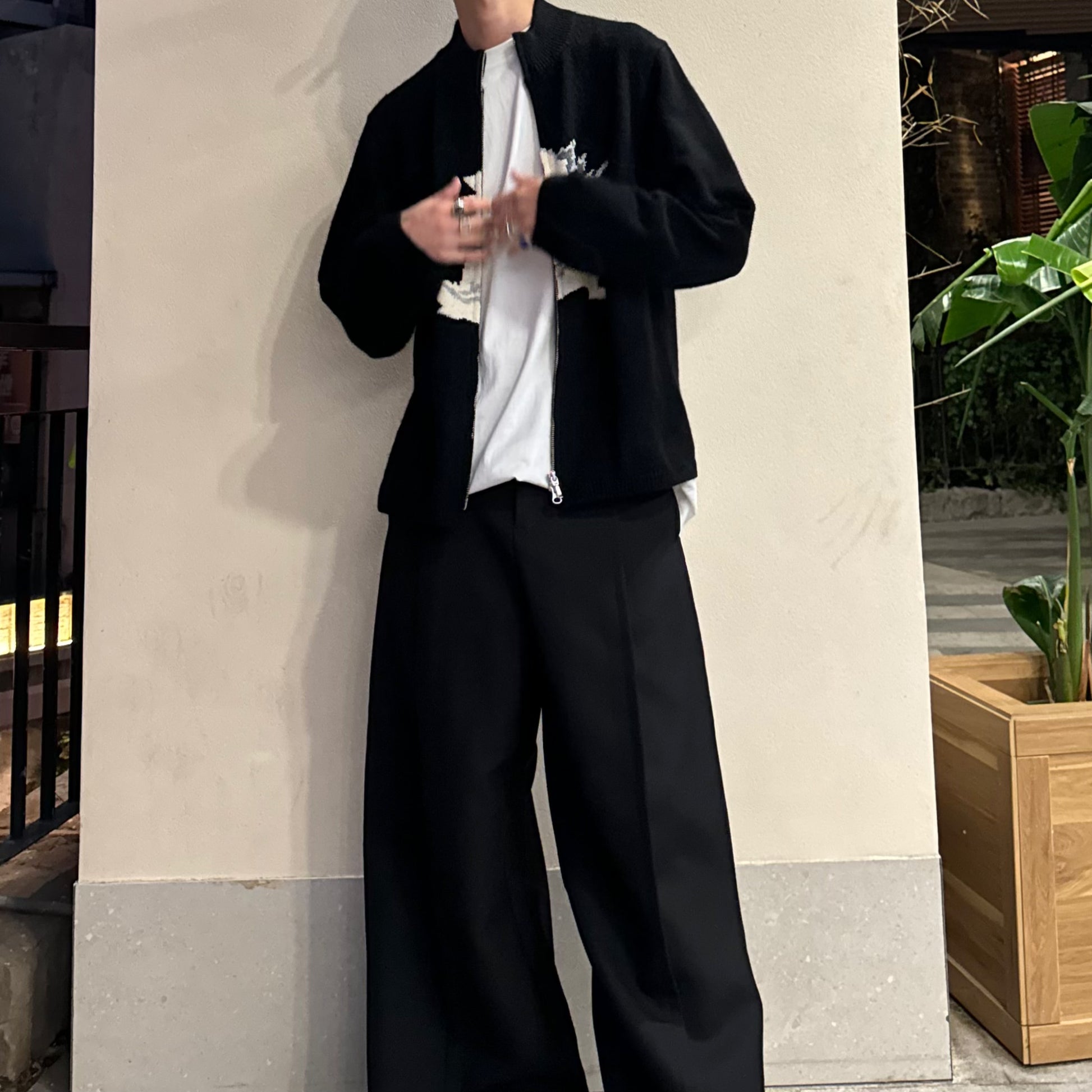 Yohji Yamamoto Y’s Men Godzilla Wool Knit Double-Zip Cardigan Jacket
