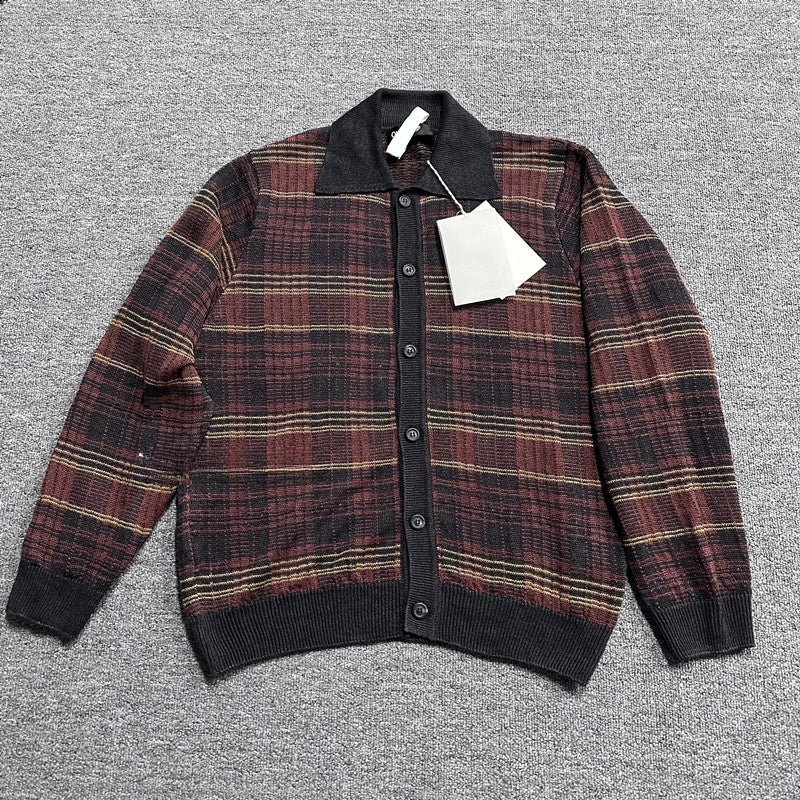 Our Legacy Evening Polo Hemp Check Knitwear - Malard Colorway Striped
