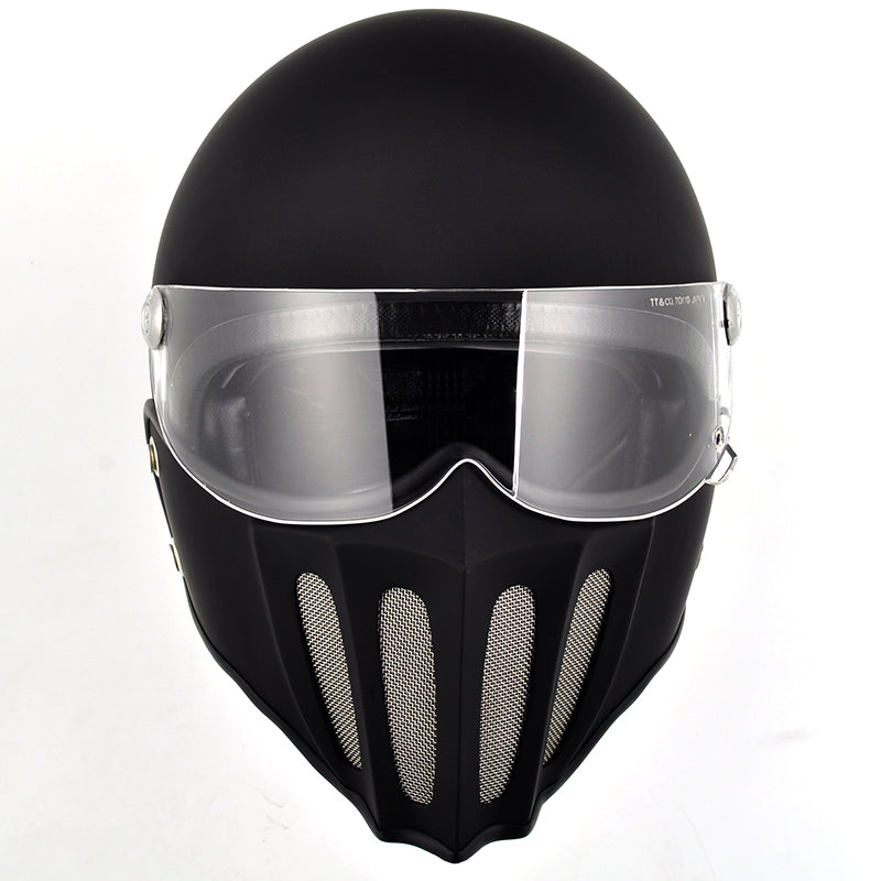 McKense Venom Anti-Fog Cruiser Motorcycle Helmet – Retro German Fiberglass Design