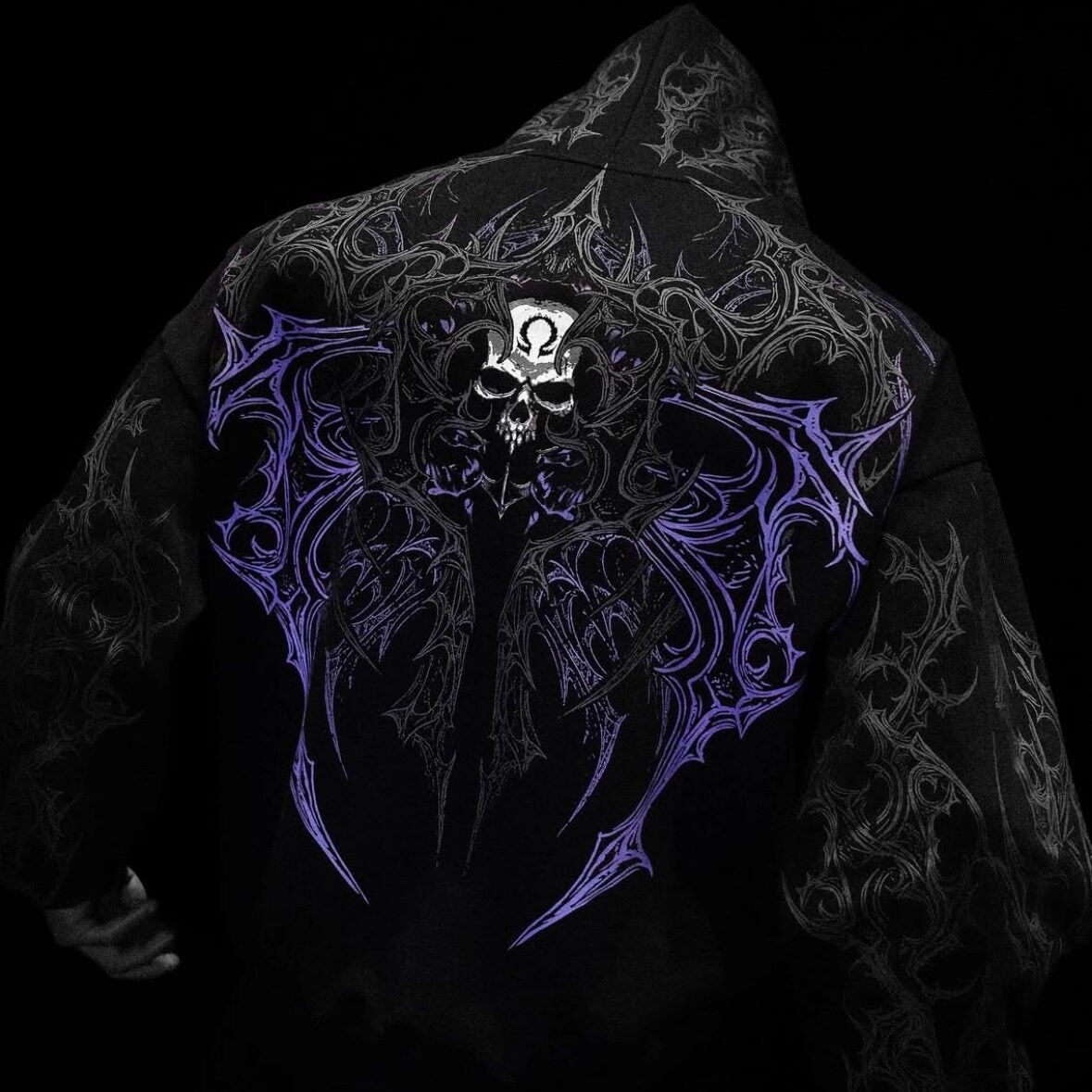 Breathedivinity Dark Gothic Zip-Up Hoodie - 420g French Terry
