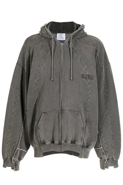 Vetements 23FW Heavy Washed Distressed Deconstructed Zip Hoodie