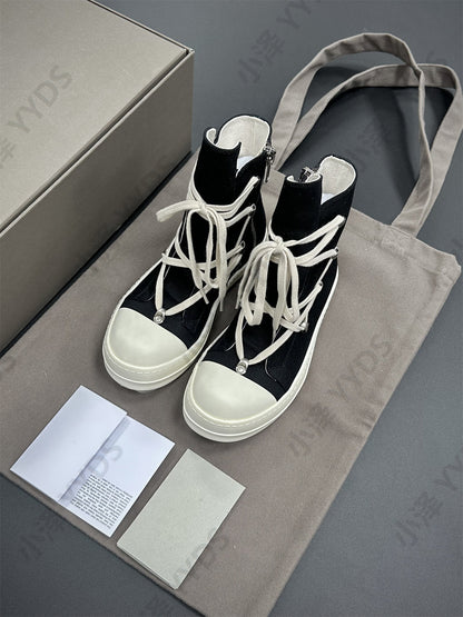 Self-made Pentagram Rick Owens DRKSHDW Sub-line High-top Canvas Gothic Shoes