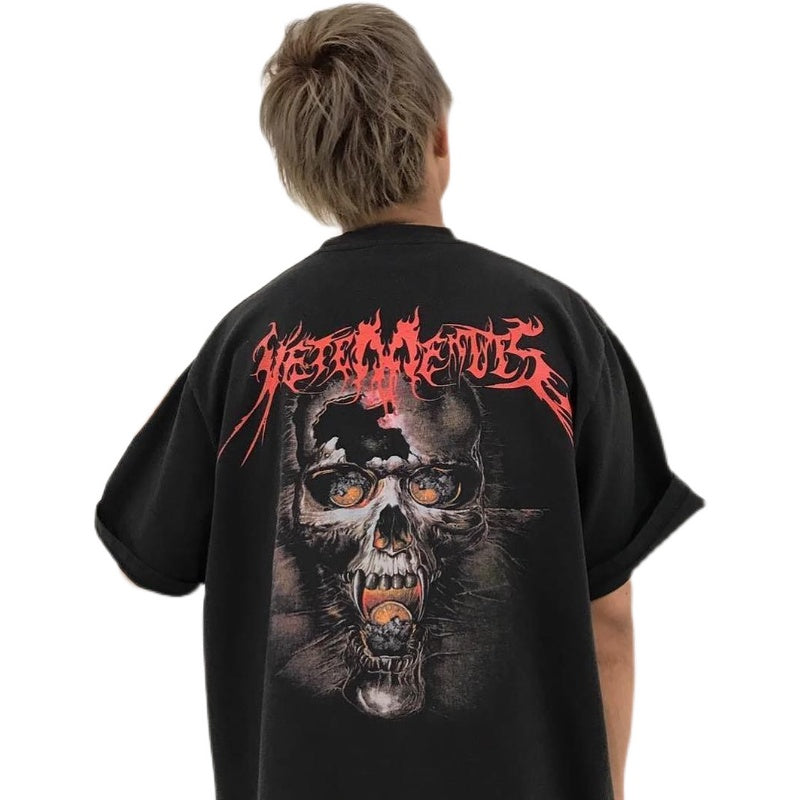 Vetement Washed Direct Print Ghost Face Skull T-Shirt Oversized Short