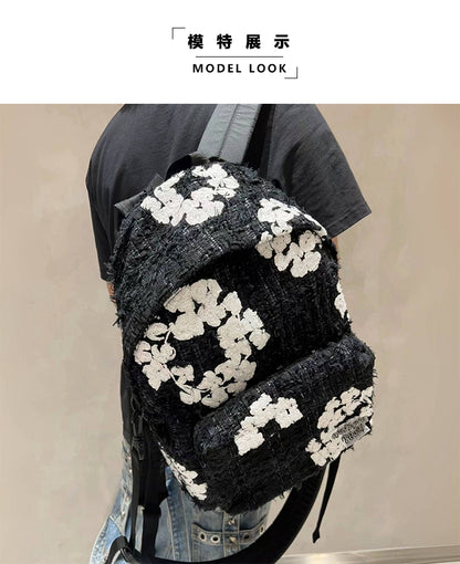 READYMADE x Denim Tears Collaboration Chanel-Style Backpack Intricate Embroidery - Black