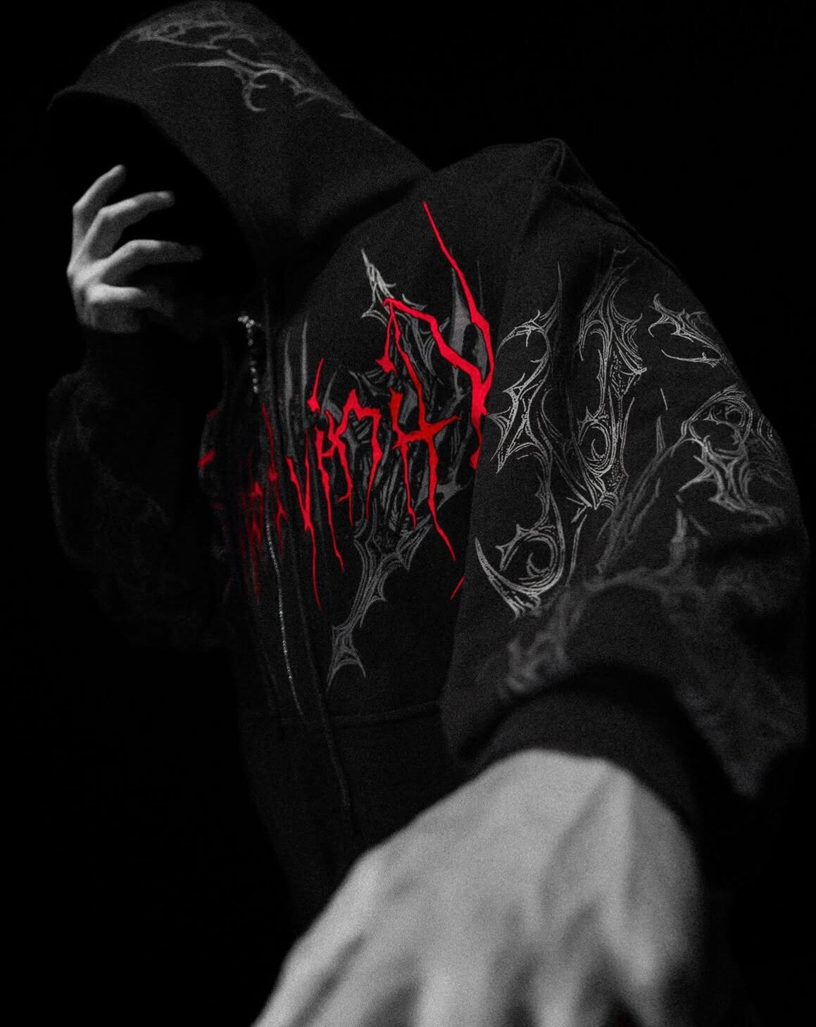 Breathedivinity Dark Gothic Zip-Up Hoodie - 420g French Terry
