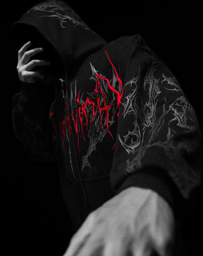 Breathedivinity Dark Gothic Zip-Up Hoodie - 420g French Terry