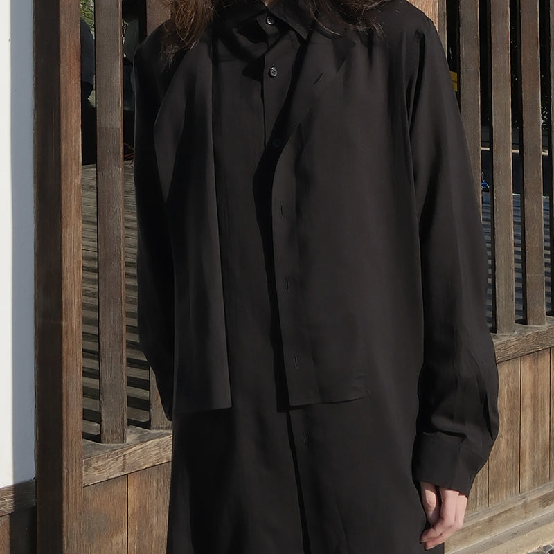 Yohji Darkwear Shirt - Double Placket Court Collar Blouse (Core Collection)
