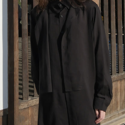 Yohji Darkwear Shirt - Double Placket Court Collar Blouse (Core Collection)