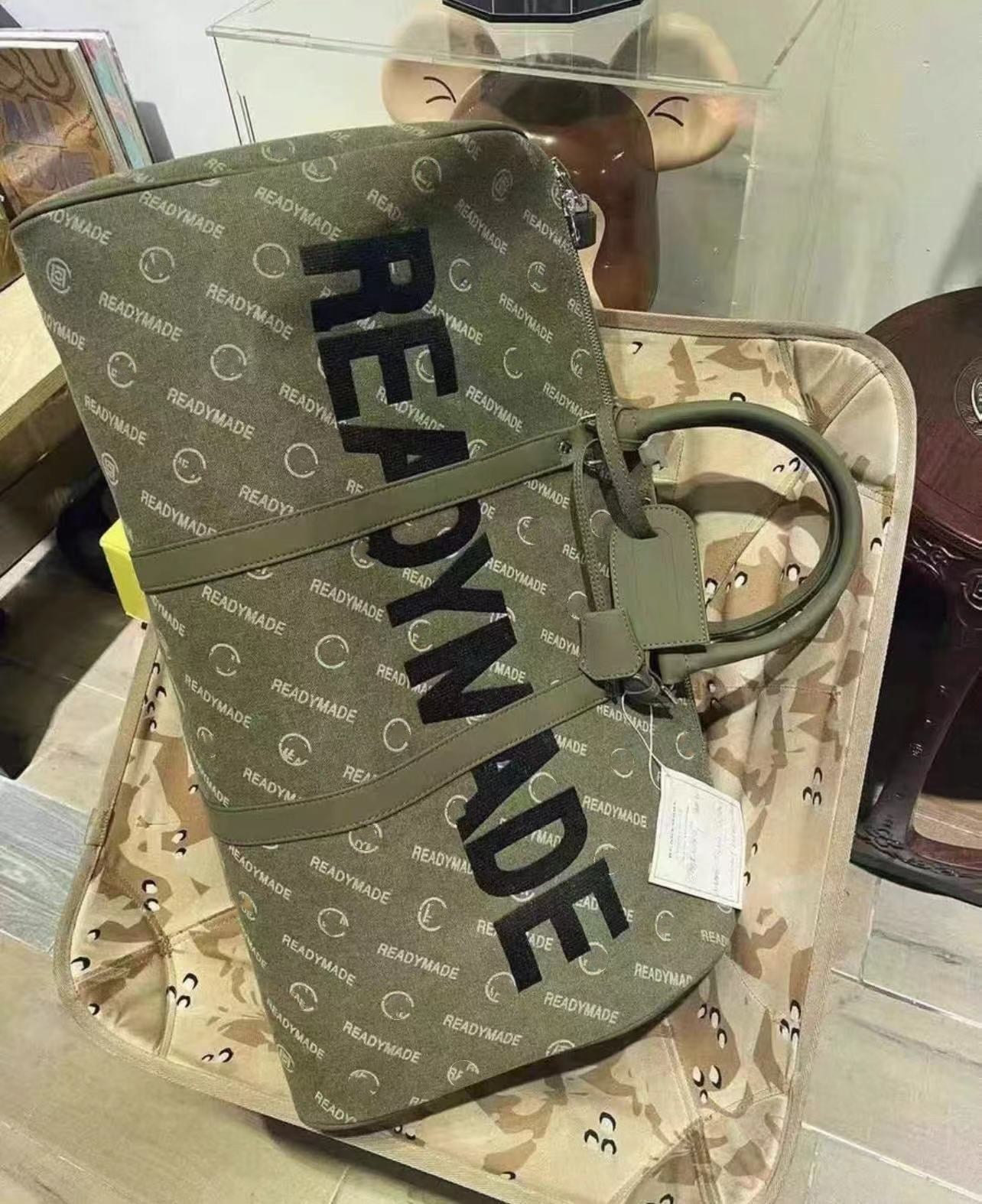 Edison Chen x Readymade Army Canvas Large Bucket Bag Travel & Crossbody Gym - Green