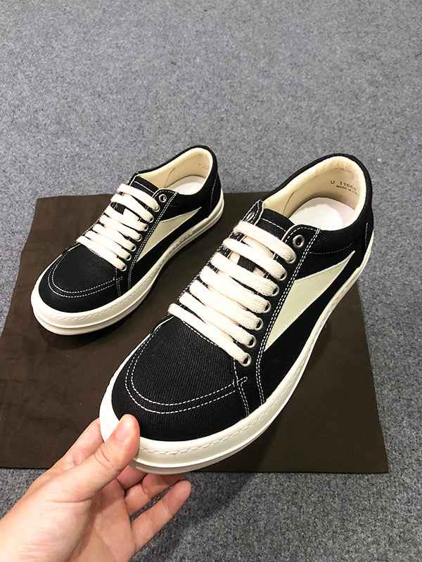RO 22SS Vintage Leather Low-Top Sneaker Rick Owens - Black/Milk - 