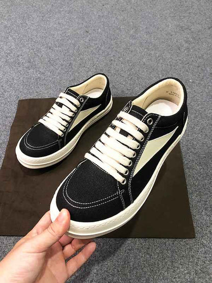 RO 22SS Vintage Leather Low-Top Sneaker Rick Owens - Black/Milk - 