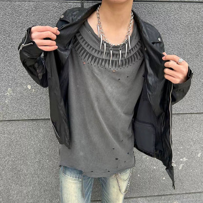 Donclickin undercover 06SS Leather Biker Jacket – Vintage Punk High-Street Zip