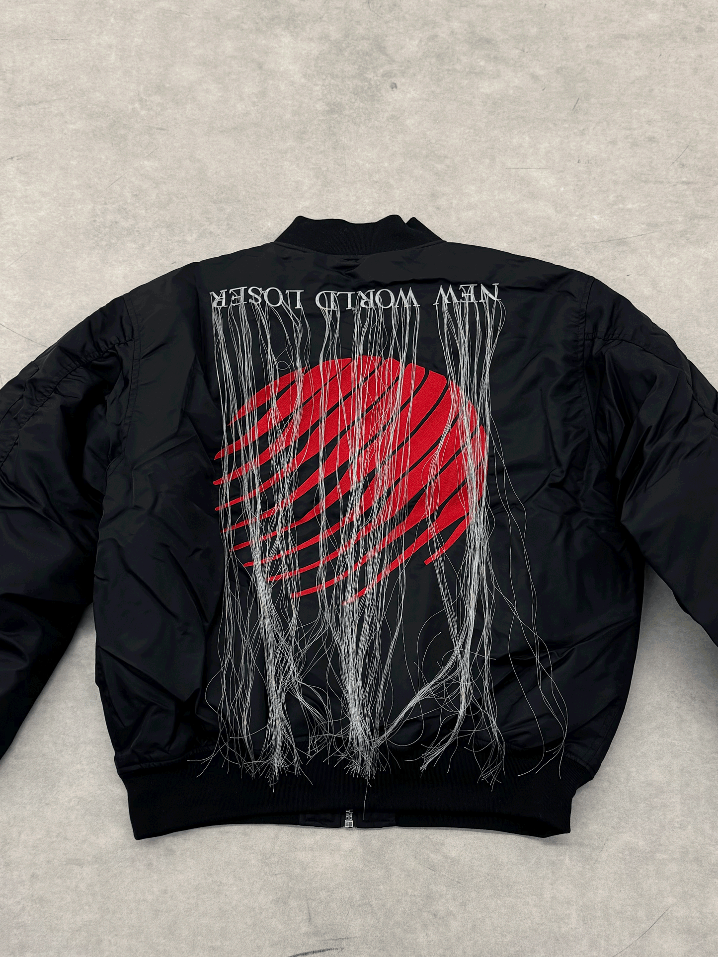 Hood By Air Fringe Bomber – HBA Embroidered Slogan Jacket