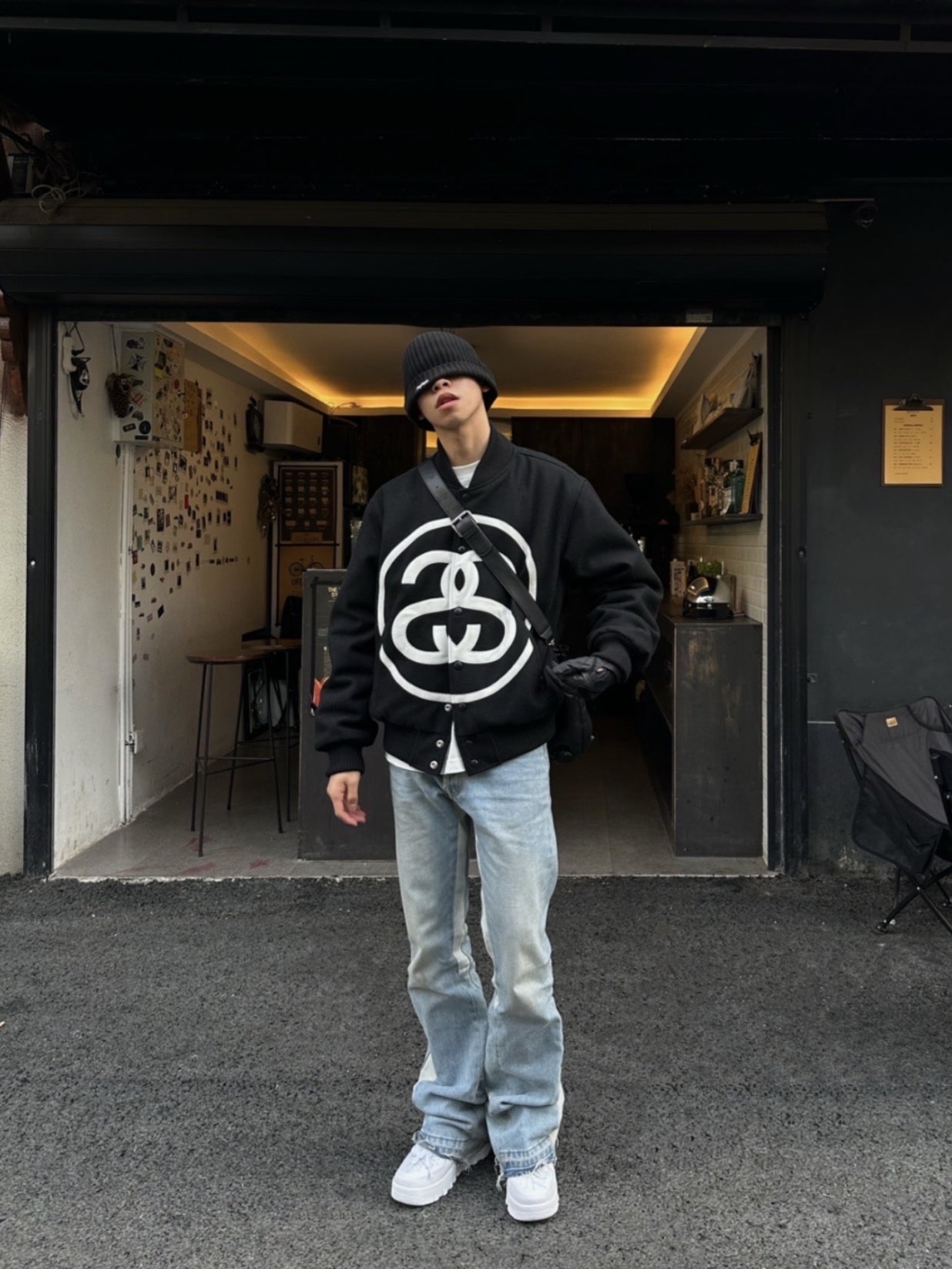 i795 Double-S Stussy Wool Varsity Jacket – Heavyweight Loose Baseball