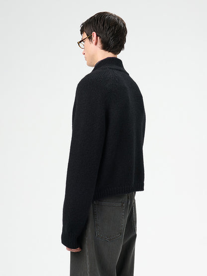 Our Legacy Vibe Double-Zip Wool Knit Sweater – Cropped Wide-Fit Half Turtleneck