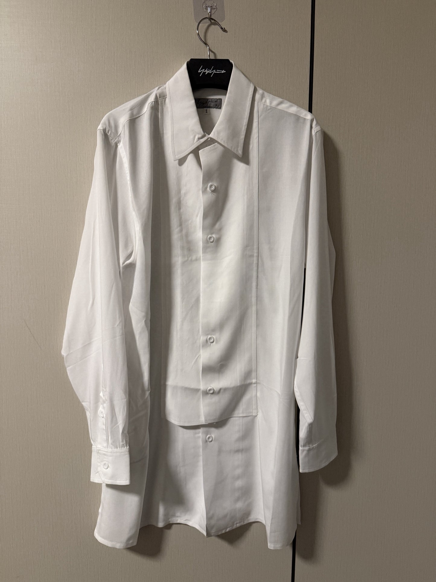 Yohji Darkwear Shirt - Double Placket Court Collar Blouse (Core Collection) - White