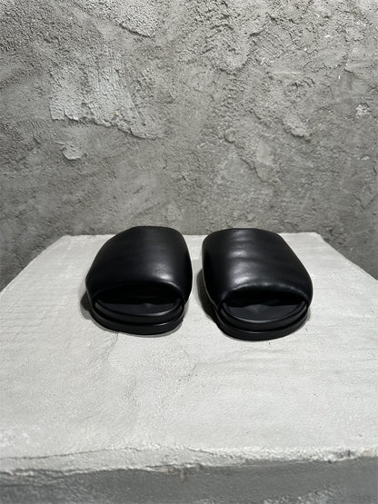 Rick Owens Sheepskin Loafer Slipper Dark Vibe Bread Shoes Flip-Flop