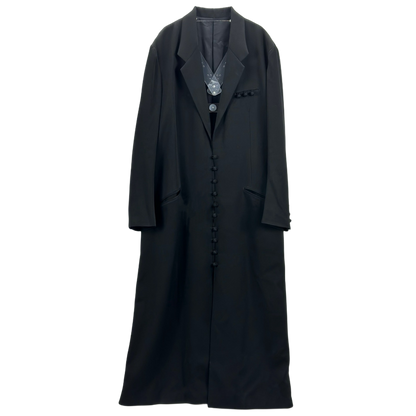 Donclick Yohji AW18 Monastic Collection Tuxedo-Wrap Fabric Buttons Wool Overcoat