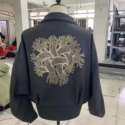 Nemeth Rope-Knit Back Wool Jacket - Curved Blade Design Coat