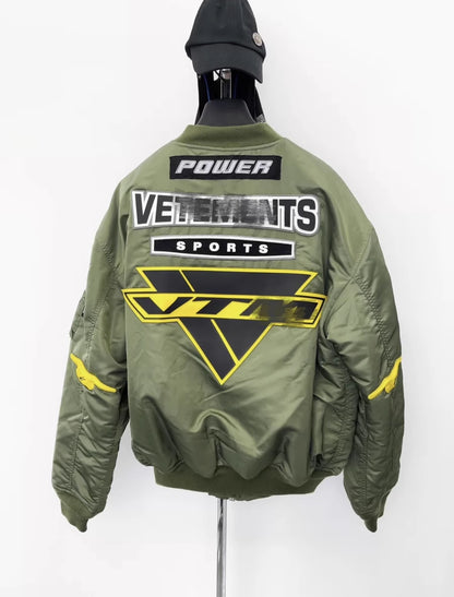 VTM 18AW Alpha Racing Patch Bomber Jacket – Military Green Heavyweight