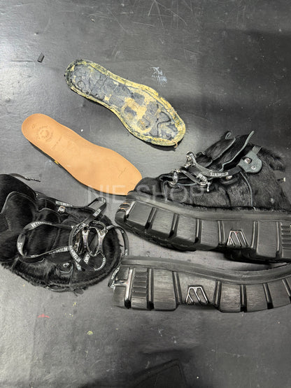 Y2K Collab vetements Punk Metal Chunky Platform Shoes - Pony Hair Vers